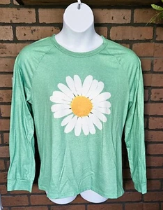 NWOT - Women's Casual L/S Light Green - Daisy Print T Shirt - sz 1XL - Picture 1 of 10