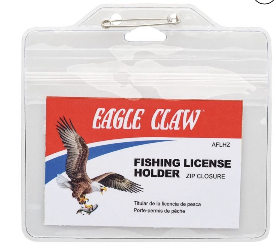 Eagle Claw Fishing License Holder Pin On Zip Closure