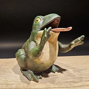 Antique Style Cast Iron Frog Mechanical Coin Bank - Picture 1 of 17