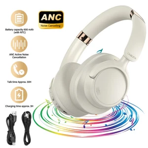 Wireless Headphones Bluetooth Noise Cancelling Stereo Earphones Over Ear Headset - Picture 1 of 9