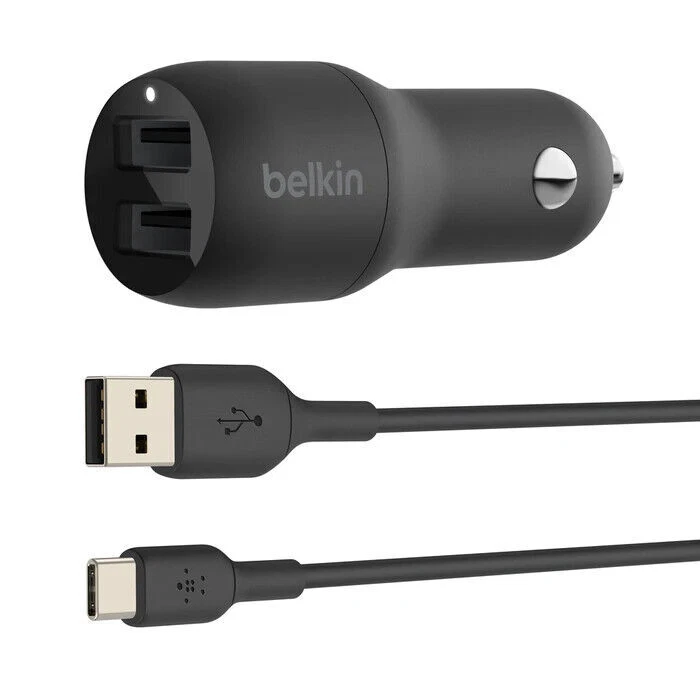 Belkin Dual Car Charger 24w Usb-a to Micro-usb Cable