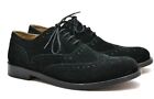 Rubin Haigh Sz 41.5 Or 8.5 Mens Black Suede Leather Wing Tip Dress Shoes Brogue 