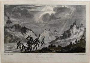 1819 Antique Print; Mer de Glace, Montenvers, France after Major Cockburn - Picture 1 of 2