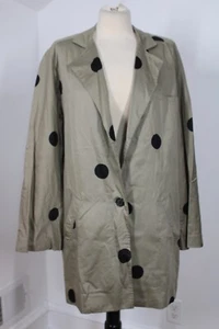 Vtg Hanae Mori 14 Brown Polka Dot Cotton Sateen One-Button Mid-Length Jacket - Picture 1 of 7
