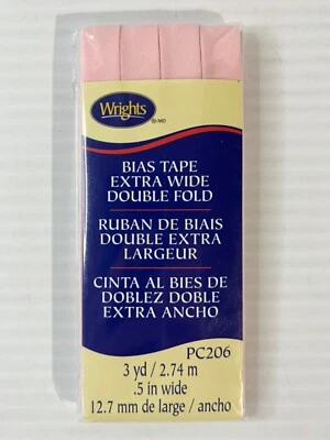 Cinta sesgada Wrights extra ancha doble pliegue PC206 ~ 3 yardas x 0,5" varios colores NUEVO Foto 1 de 4