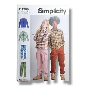 Simplicity Sewing Pattern R11988 Girl's & Boy's Shirt & Cargo Pants Sizes 7-14 - Picture 1 of 1