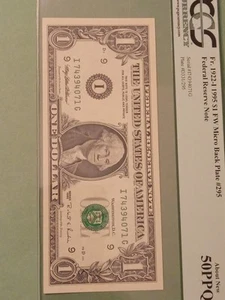 1995 $1 Minneapolis Federal Reserve Note FRN • 1922-I • PCGS About New 50 PPQ - Picture 1 of 2
