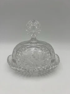 VTG Hofbauer Crystal The Byrdes Collection Dome Lid Cheese Or Butter Dish Lovely - Picture 1 of 9
