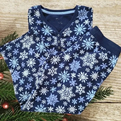 Pijama polar Nautica para mujer conjunto de 2 piezas estampado de copos de nieve azul talla S Foto 1 de 4