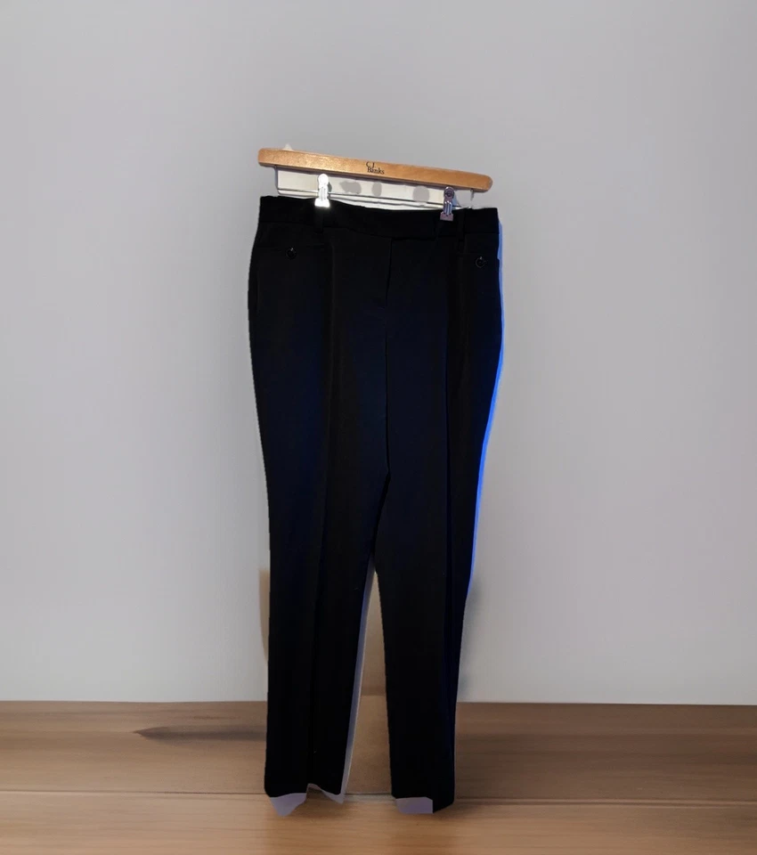 Pantalones de vestir negros para mujer Rafaella talla 12 pierna recta elásticos trabajo carrera Foto 1 de 4