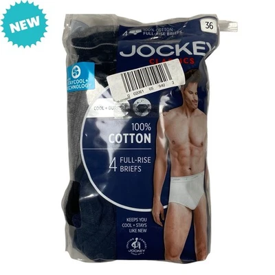 Men's 4-Pack Size 36 Classic Collection Jockey Full-Rise Briefs Blues and Gray - Image 1 of 4