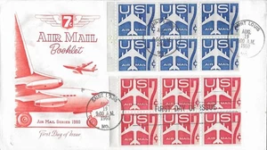 1960 Luftpost FDC, #C60a, 7c Red Jet, Artmaster - Kombi mit #C51a, Heftscheibe - Bild 1 von 1