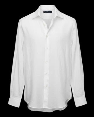 Ralph Lauren Purple Label Shirt Mens XL White 100% Linen Made in Italy Button Up - Image 1 of 4