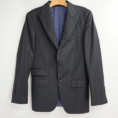 SUITSUPPLY Washington Blazer Men's US 36 Gray Wool Peak Lapel Lined Double Vent - Image 1 of 4