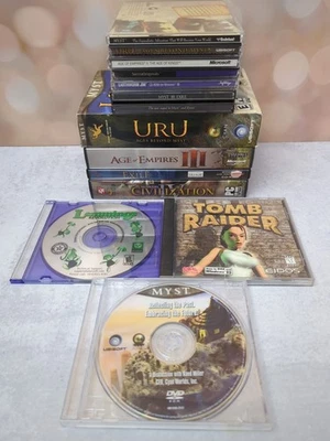 Vintage PC Video Game Lot 12 Games Myst Tomb Raider Earthworm Jim Civilization 4 - Image 1 of 4