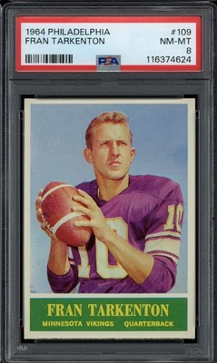 1964 Philadelphia #109 Fran Tarkenton Vikings PSA 8 NM-Mint - Image 1 of 2