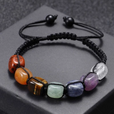 7 Chakra-Perlen-Kristall-Edelsteinarmband Angststein-Heilungsarmband - Bild 1 von 4