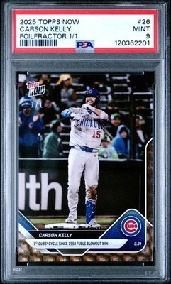 2025 Topps Now 1st Cubs Cycle Foilfactor #26 Carson Kelly Cubs 1/1 PSA 9 - Image 1 of 2