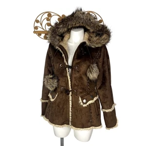 Vintage Esprit Mujer Marrón Imitación Gamuza Sherpa Forrado Chaqueta L - Imagen 1 de 10