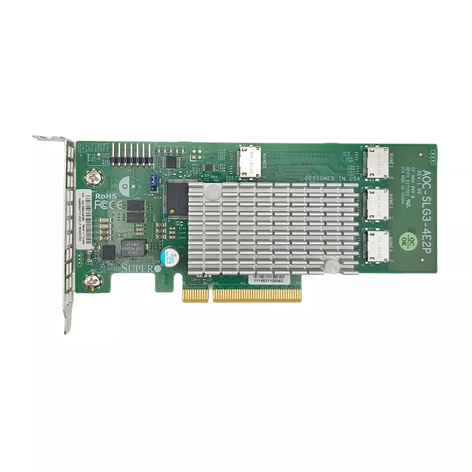 Supermicro AOC-SLG3-4E2P - Zero Memory Low Profile PCI Express 3.0 x8 RAID Co... - Image 1 of 3