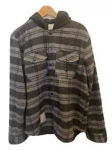Lifted Rearch Group LRG Men's Hoodie Flannel Jacket Shacket Plaid Wool Grey Sz M - Picture 1 of 12
