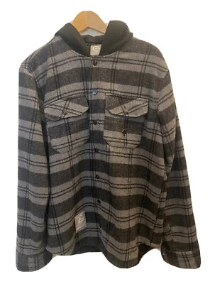 Lifted Rearch Group LRG Wool Hoodie Flannel Jacket Shacket Plaid Grey Men’s M/L - Image 1 of 4