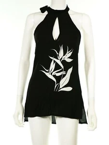 COSTUME NATIONAL 134085 Womens Black Printed Tunic Blouse Silk Size 10 - Picture 1 of 3