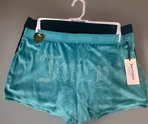 Juicy Couture Sleep Shorts Size Large 2 Pack Pajama Set For Women Rhinestone NEW - Picture 1 of 5
