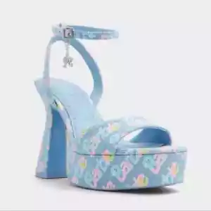 Aldo x Barbie Party Dreamhouse Light Blue Denim Pink Heels Dollskill SZ 8.5 - Picture 1 of 8