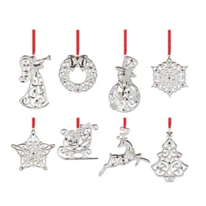 Lenox Holiday Christmas SPARKLE & SCROLL MULTICOLOR GEMS Ornaments - Set 8 - N/O - Picture 1 of 1