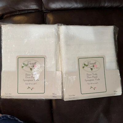 Lote De Colección De 2 Cortinas Panel De Puerta De Gasa Transparente Crosscill 60” X 40” Primavera # 8800 Foto 1 de 4