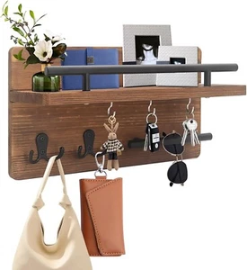 Wall Mounted Key Hooks Hanger Mail Holder Storage Shelf Door Rack Organizer UK - Picture 1 of 7