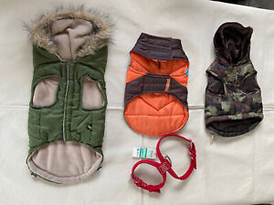 Bundle of 3 Simply Dog Warm Small Dog Coats Fur Hoodie Vest and Pet Harness
