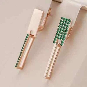 2Ct Round Lab-Created Emerald Women Drop Dangle Party Wear Earrings 925 Silver - Picture 1 of 4