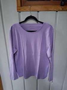 Camiseta Talbots Algodón Manga Larga Sólida Cuello Redondo Nueva con Etiquetas Púrpura Claro Talla XL - Imagen 1 de 3