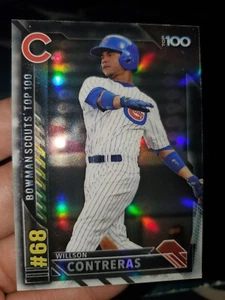 🔺️Willson Contreras ~2016 Bowman Chrome REFRACTOR Scouts Top 💯 BTP-68 MINT🔥⚾️ - Picture 1 of 4