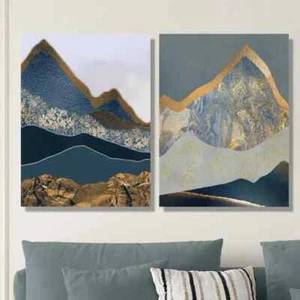 2pcs Luxury Abstract Mountain Wall Art Canvas Unframed - Picture 1 of 6