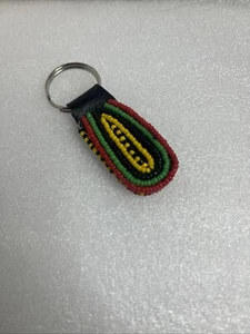 Glass Bead Keychain Red, Black, Green, and Yellow - Picture 1 of 3
