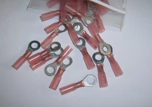 (25) Heat Shrink 1/4" Ring Terminal Connector 22-18 Gauge Ga Car Audio Marine - Picture 1 of 1