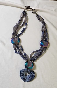 Amy Kahn Russell AKR Sterling Silver Druzy Lapis 925 Chunky Necklace Vintage - Picture 1 of 10