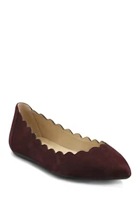 ADRIENNE VITTADINI FOX SCALLOP TRIM MAROON BALLET FLAT 6.5 - Picture 1 of 4