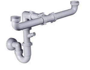 Sifone per Lavello Basso Ingombro a 2 Vie con Attacco Lavastoviglie - Imagen 1 de 1