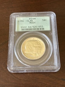 1936 LONG ISLAND COMMEMORATIVE HALF DOLLAR PCGS MS64 Old Rattler Holder - Picture 1 of 14