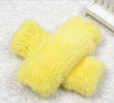 Luvas femininas de pele de vison reais resilientes de malha sem dedos luvas de pulso mangas - Imagem 1 de 4