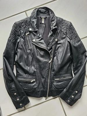 Milestone * Damen Echt Lederjacke Bikerjacke Lammnappa Jacke Schwarz 38 - Bild 1 von 4