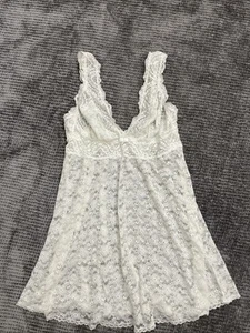 VTG Seductive Wear By Cinema Etoile Nylon Lace Babydoll Chemise White Medium - Picture 1 of 11