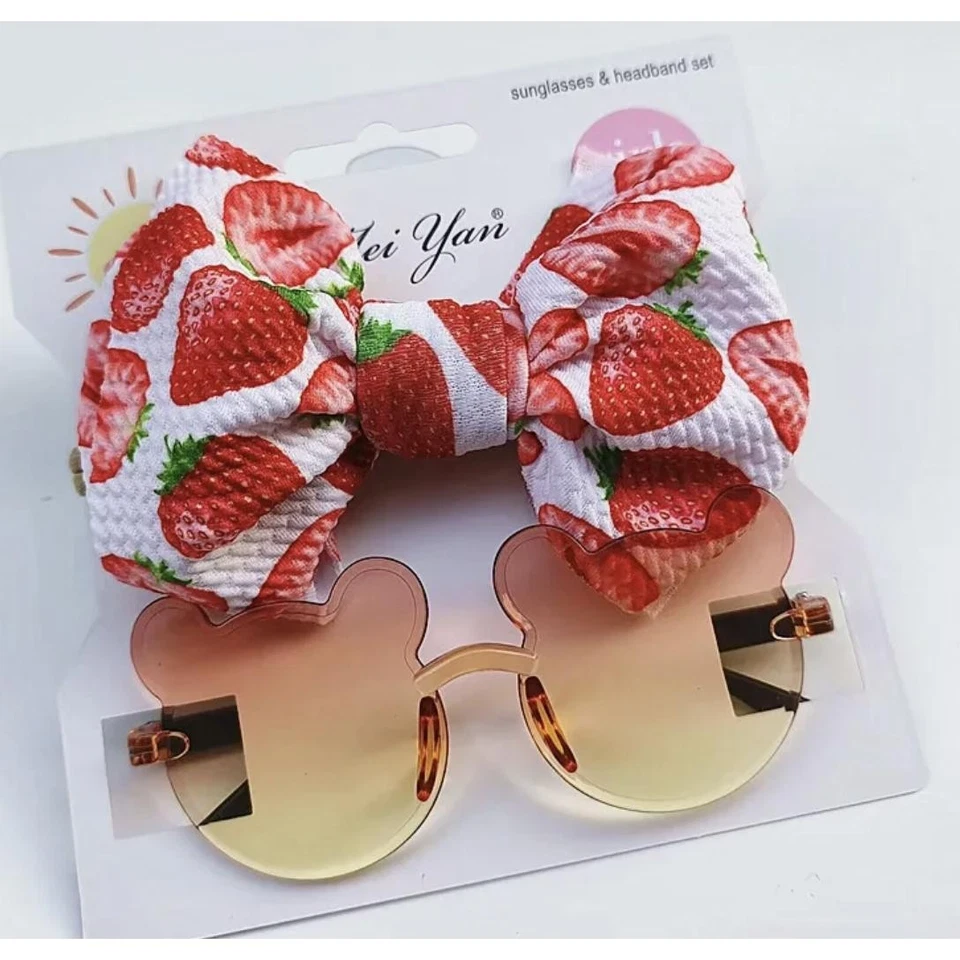 Juego de gafas de sol y diadema con lazo para bebé, fresas 0-3 años Foto 1 de 1