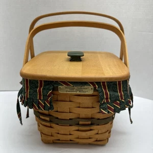 Longaberger Cranberry Korb mit Einlage, Einsatz & Deckel, 1995 Christmas Collection - Bild 1 von 12