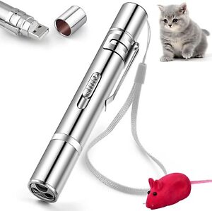 Super Laser Pointer Usb Magnetic Rechargeable ~ silver~ Cat Toy Red Uv Flashligh