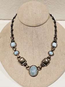 Michael Dawkins Sterling Silver Larimar And Mother Of Pearl Necklace  - Picture 1 of 9